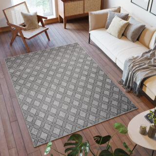 Vloerkleed Capri Grijs Indoor Outdoor Sisal Geruit Modern