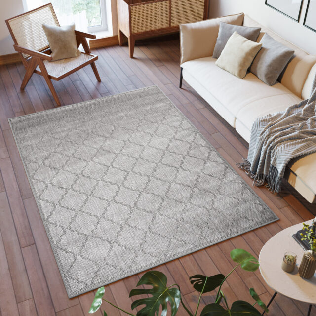 Vloerkleed Capri Grijs Licht Trellis Indoor Outdoor Sisal