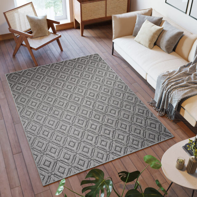 Vloerkleed Capri Grijs Mozaïek Indoor Outdoor Sisal Modern