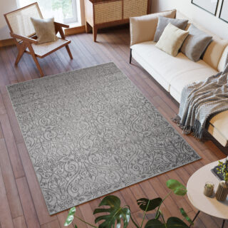 Vloerkleed Capri Grijs Indoor Outdoor Gebloemd Modern Sisal
