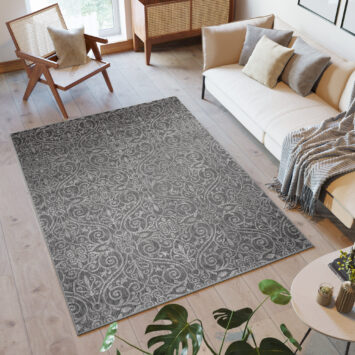 Vloerkleed Capri Grijs Gebloemd Indoor Outdoor Modern Sisal