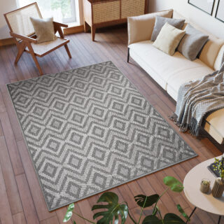 Vloerkleed Capri Grijs Zigzag Indoor Outdoor Modern Sisal