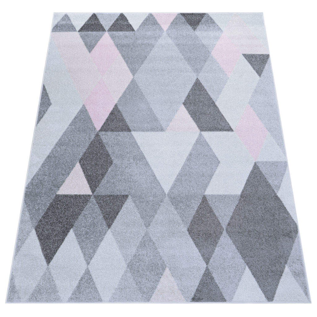 Vloerkleed Lazur Grijs Roze Geometrisch Ruiten