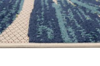 Buitenkleed Patio Creme Blauw Bladeren