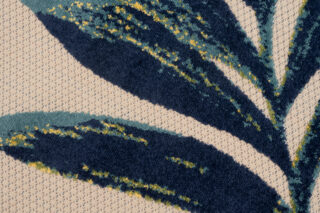 Buitenkleed Patio Creme Blauw Bladeren