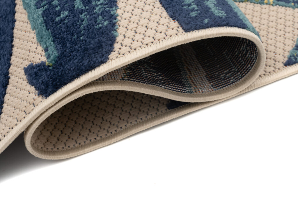 Buitenkleed Patio Creme Blauw Bladeren