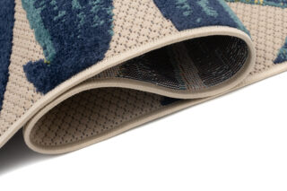 Buitenkleed Patio Creme Blauw Bladeren