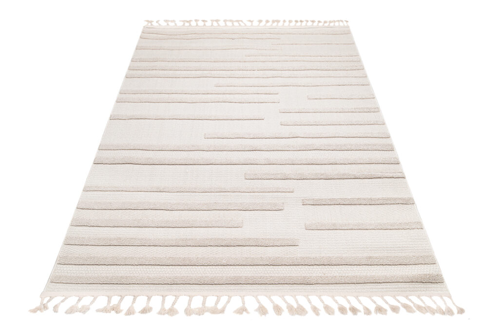 Vloerkleed Timber Indoor Outdoor Beige Gestreept Kwastjes