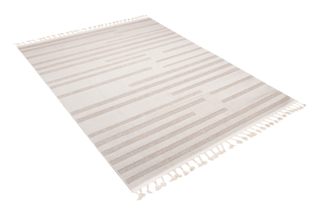 Vloerkleed Timber Indoor Outdoor Beige Gestreept Kwastjes