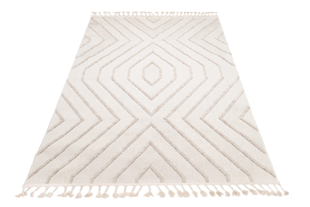 Vloerkleed Timber Indoor Outdoor Beige Zigzag Kwastjes