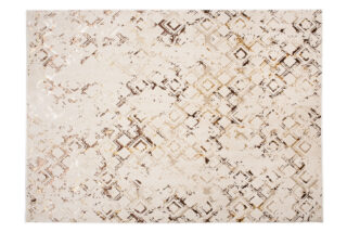 Vloerkleed Golden Creme Goudkleur Ruiten Gezaagd