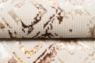 Vloerkleed Golden Creme Goudkleur Ruiten Gezaagd