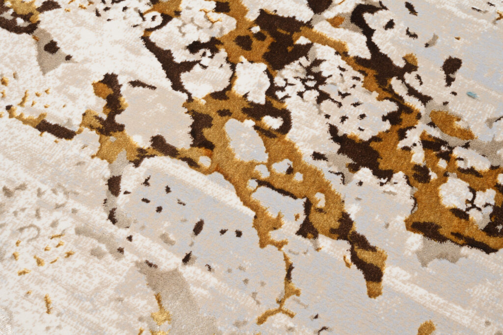 Vloerkleed Golden Creme Goudkleur Abstract