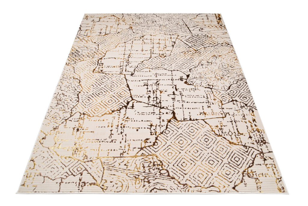 Vloerkleed Golden Creme Goudkleur Patchwork