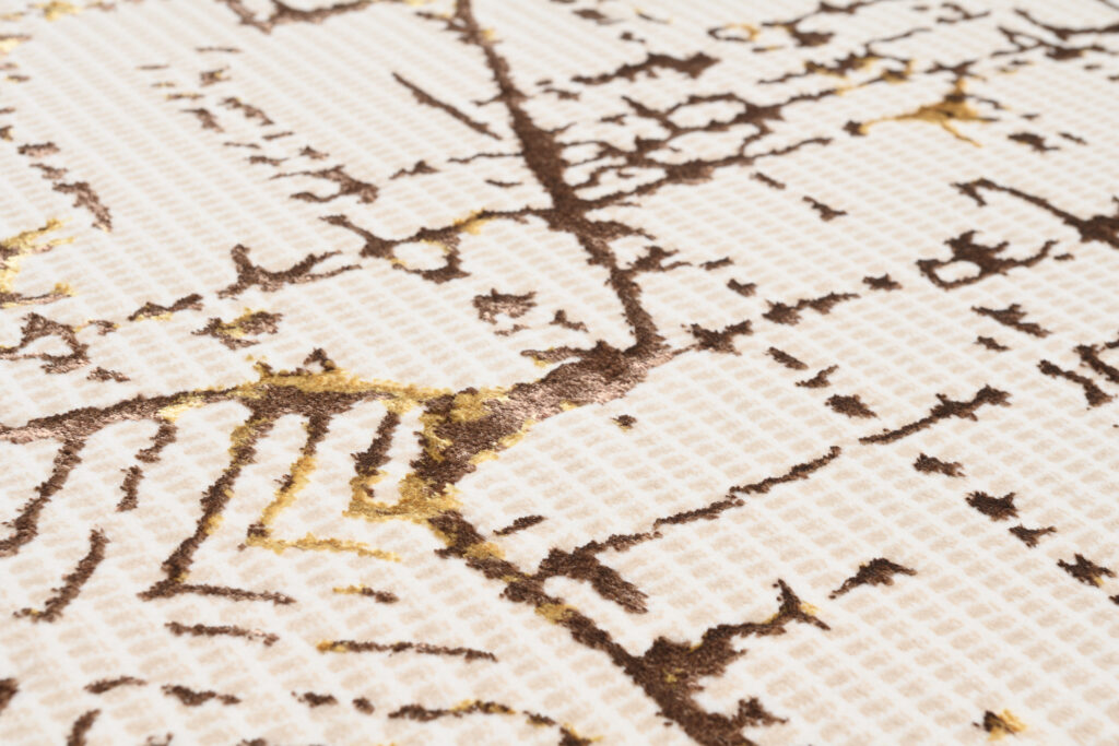 Vloerkleed Golden Creme Goudkleur Patchwork