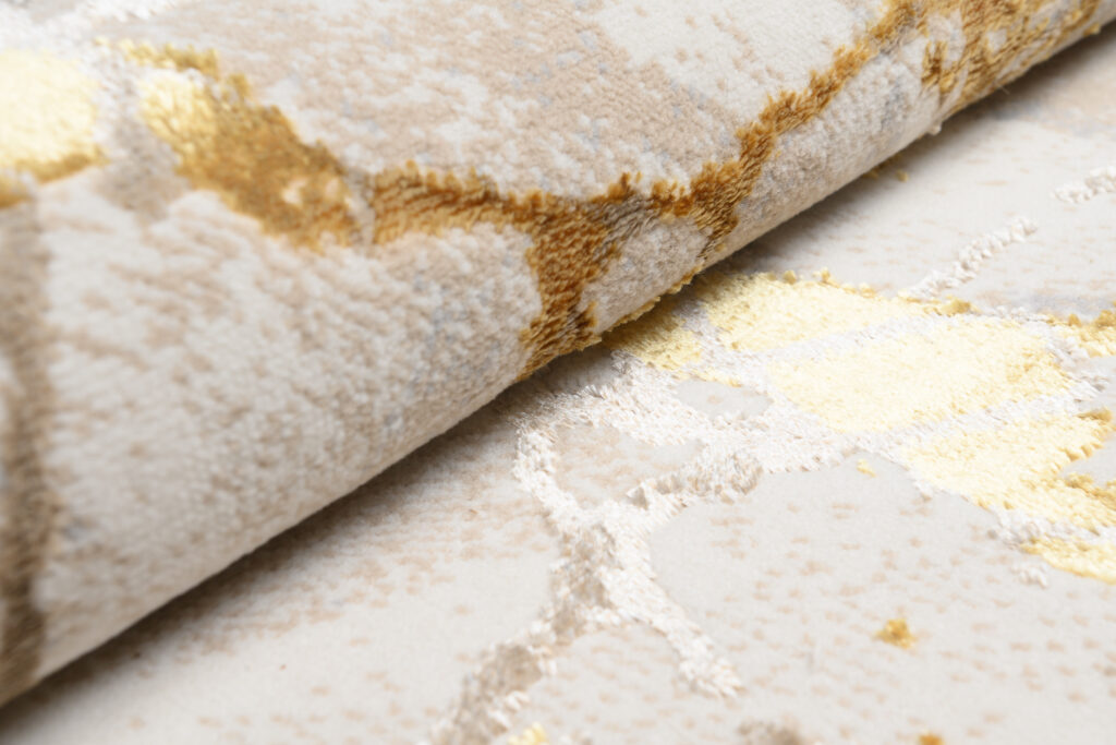 Vloerkleed Golden Creme Goudkleur Abstract Lijnen