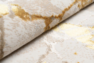 Vloerkleed Golden Creme Goudkleur Abstract Lijnen
