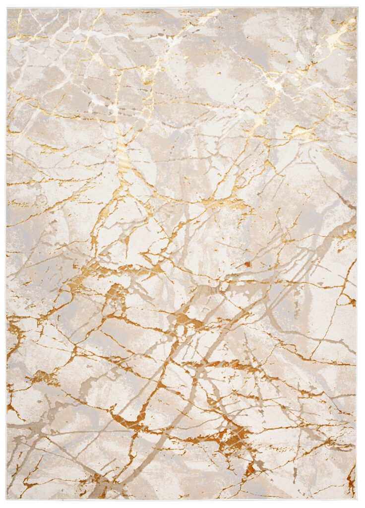 Vloerkleed Golden Creme Goudkleur Abstract Lijnen