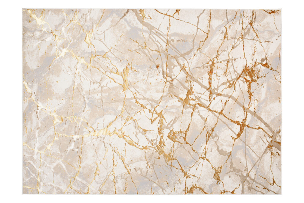 Vloerkleed Golden Creme Goudkleur Abstract Lijnen