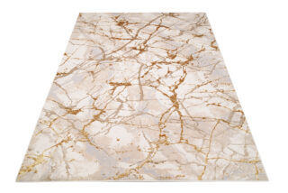 Vloerkleed Golden Creme Goudkleur Abstract Lijnen