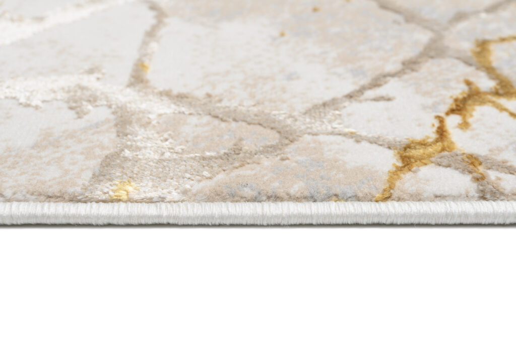 Vloerkleed Golden Creme Goudkleur Abstract Lijnen