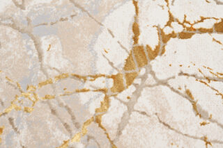 Vloerkleed Golden Creme Goudkleur Abstract Lijnen