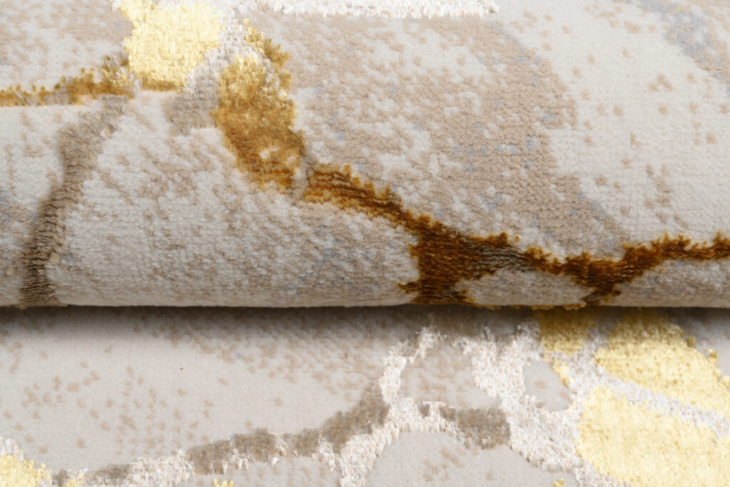 Vloerkleed Golden Creme Goudkleur Abstract Lijnen