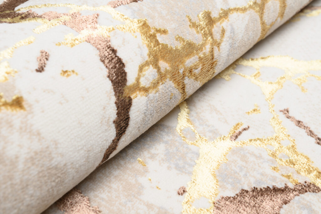 Vloerkleed Golden Creme Goudkleur Bruin Lijnen