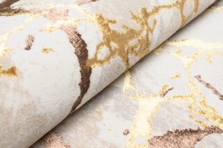 Vloerkleed Golden Creme Goudkleur Bruin Lijnen