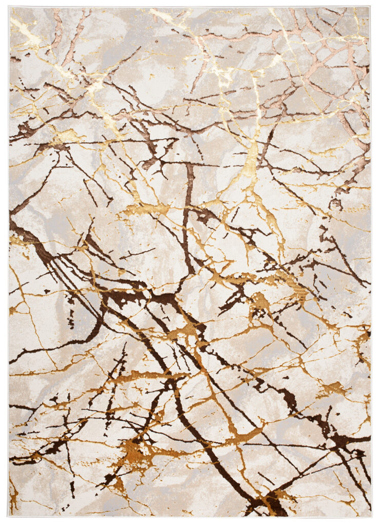 Vloerkleed Golden Creme Goudkleur Bruin Lijnen