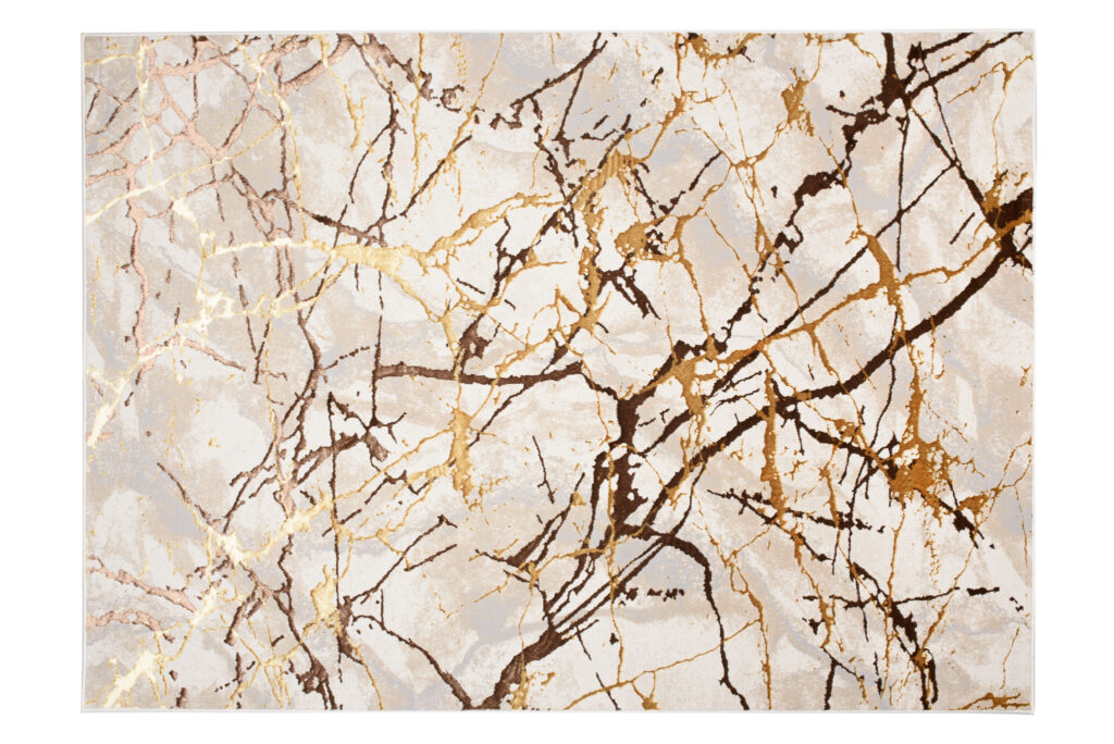 Vloerkleed Golden Creme Goudkleur Bruin Lijnen