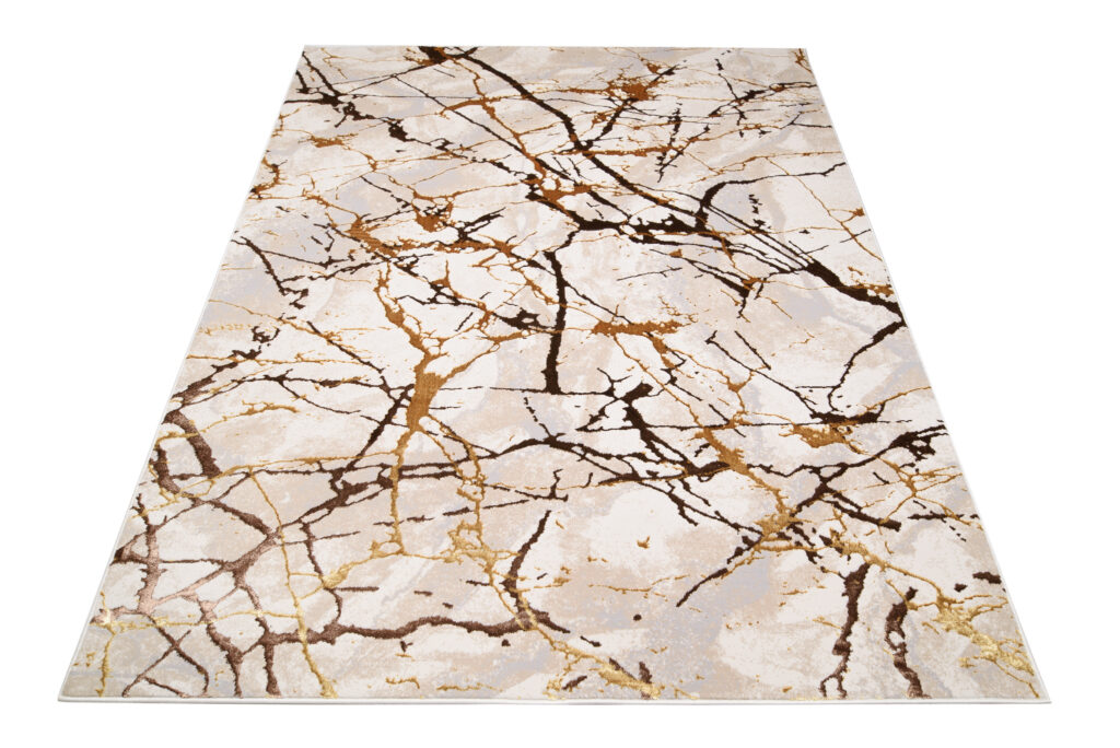Vloerkleed Golden Creme Goudkleur Bruin Lijnen