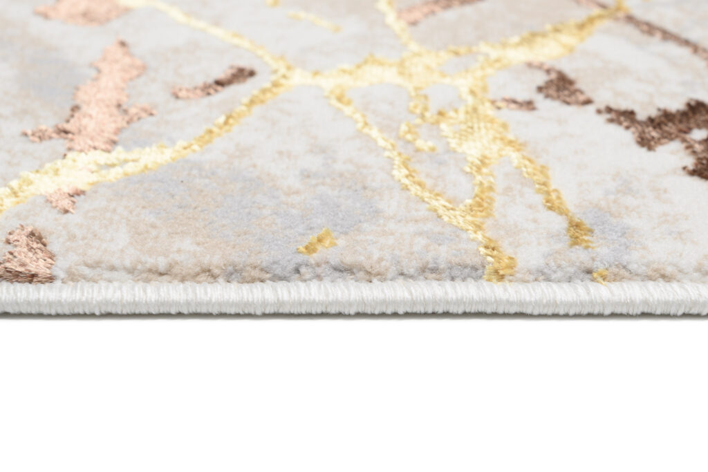 Vloerkleed Golden Creme Goudkleur Bruin Lijnen