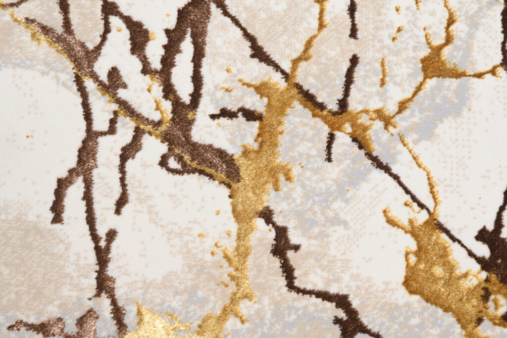 Vloerkleed Golden Creme Goudkleur Bruin Lijnen
