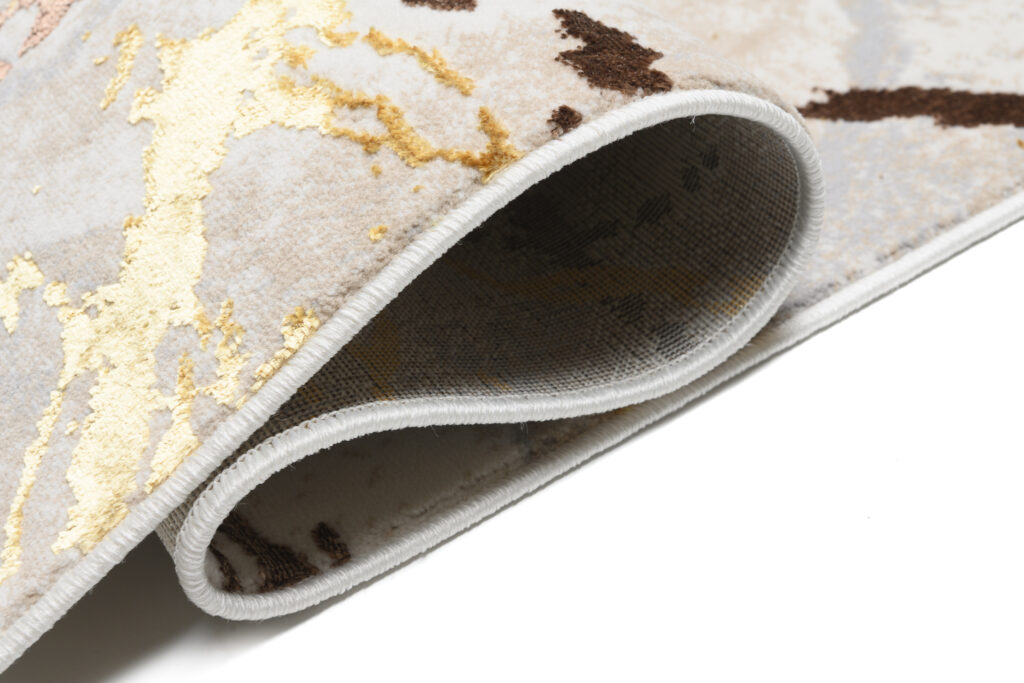 Vloerkleed Golden Creme Goudkleur Bruin Lijnen