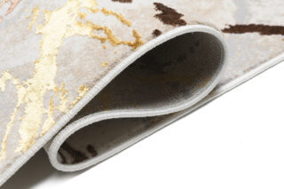 Vloerkleed Golden Creme Goudkleur Bruin Lijnen