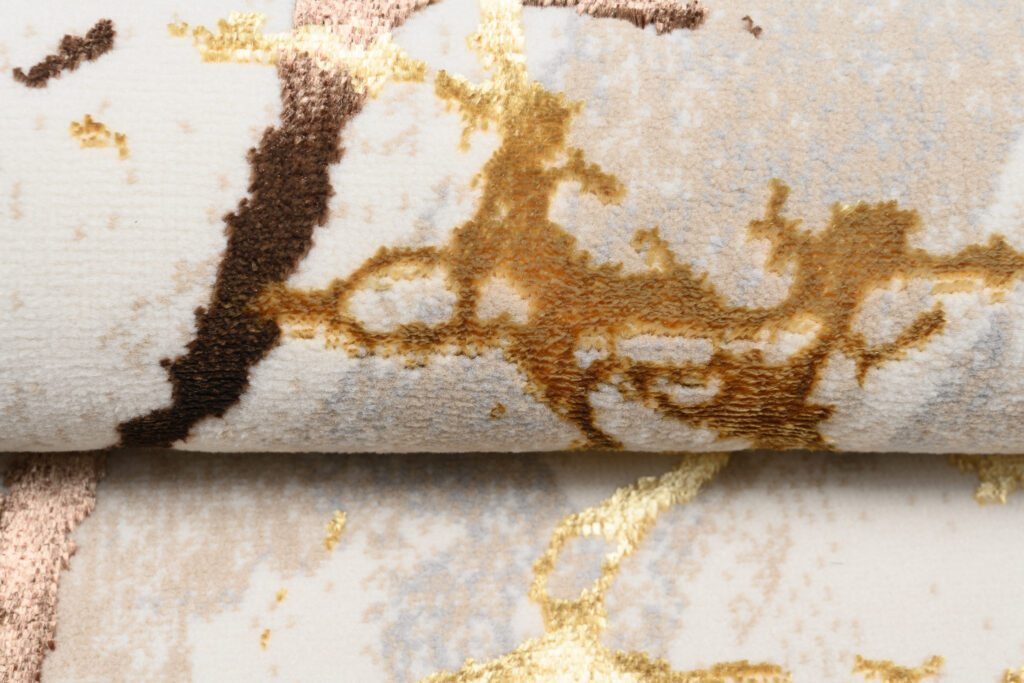 Vloerkleed Golden Creme Goudkleur Bruin Lijnen