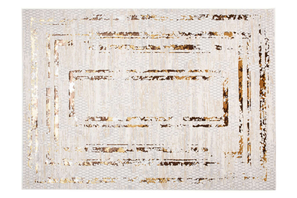 Vloerkleed Golden Creme Goudkleur Frames Gezaagd