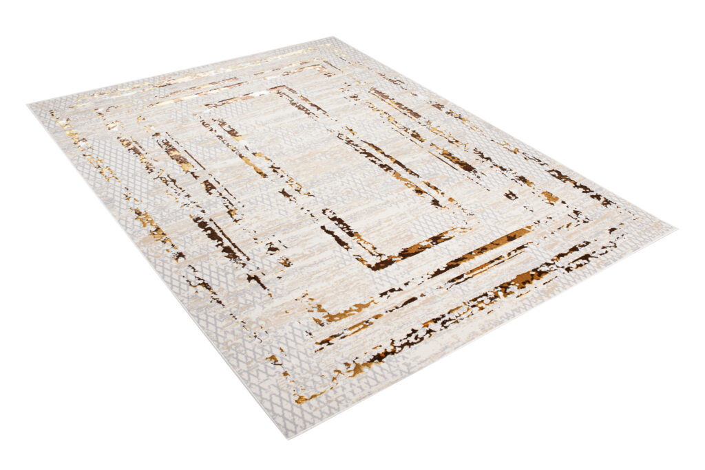 Vloerkleed Golden Creme Goudkleur Frames Gezaagd