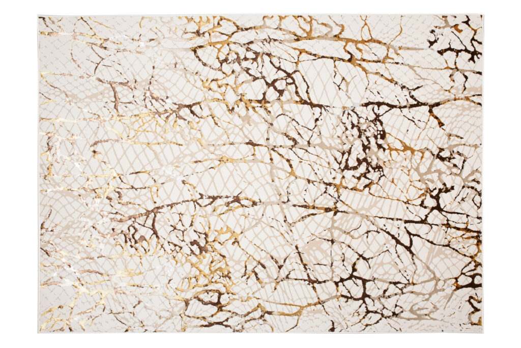 Vloerkleed Golden Creme Goudkleur Bruin Slangenhuid