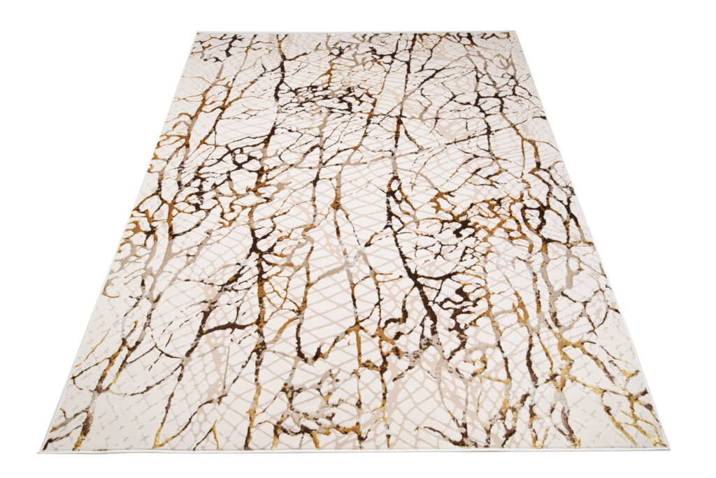 Vloerkleed Golden Creme Goudkleur Bruin Slangenhuid