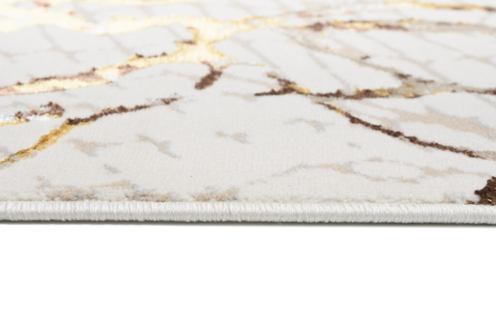 Vloerkleed Golden Creme Goudkleur Bruin Slangenhuid