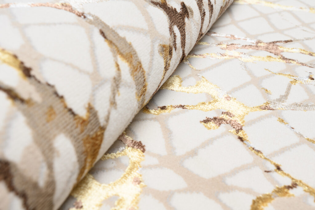 Vloerkleed Golden Creme Goudkleur Bruin Slangenhuid