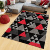 Vloerkleed Maya Grijs Rood Geometrisch Driehoek