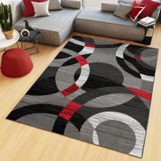 Vloerkleed Maya Grijs Rood Geometrisch