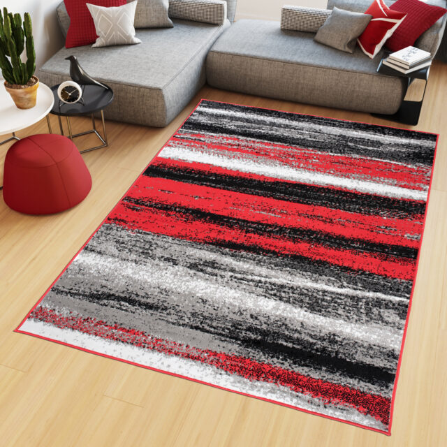 Vloerkleed Maya Grijs Rood Strepen