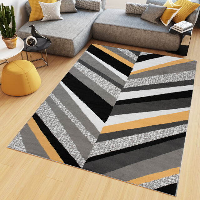 Vloerkleed Maya Geel Geometrisch Lijnen