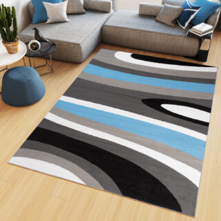 Vloerkleed Maya Grijs Blauw Abstract Golven