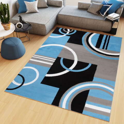 Vloerkleed Maya Grijs Blauw Geometrisch Cirkels