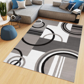 Vloerkleed Maya Grijs Wit Geometrisch Cirkels